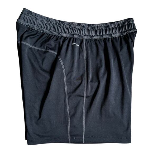 Nike Mens Medium active gym shorts dri-fit black basketball shorts gray swoosh​ - Picture 6 of 8